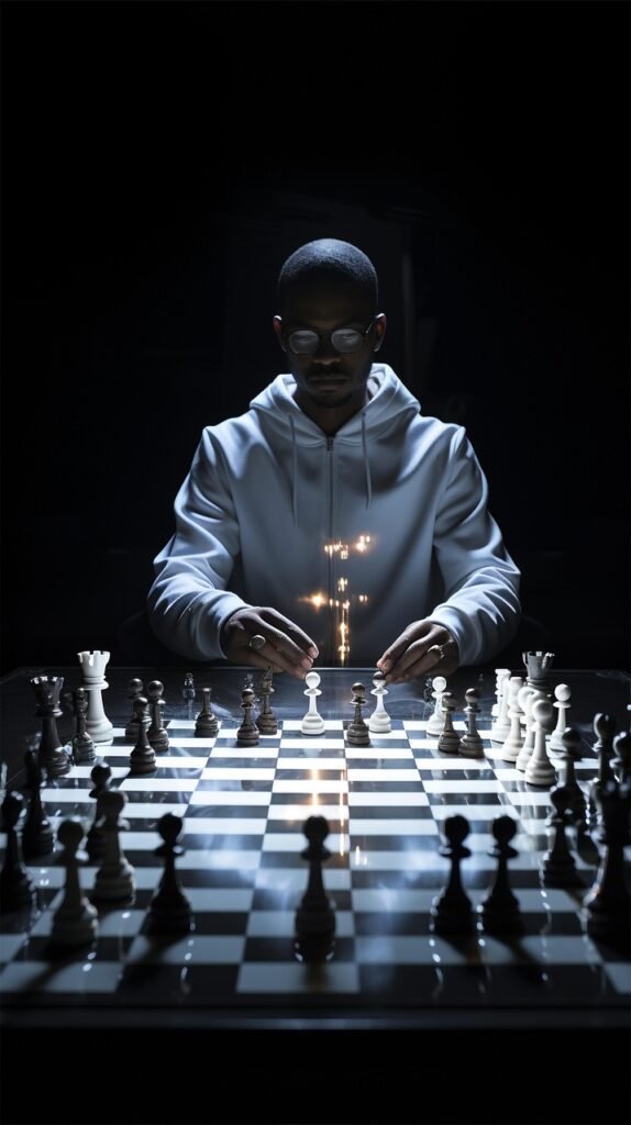ai generated, man, chess, play, strategy, game, concept
